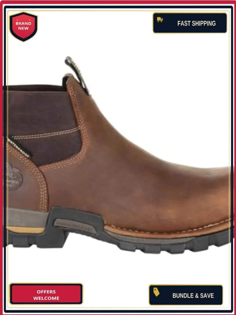 Waterproof Leather Chelsea Work Boot Steel Toe Pull-On